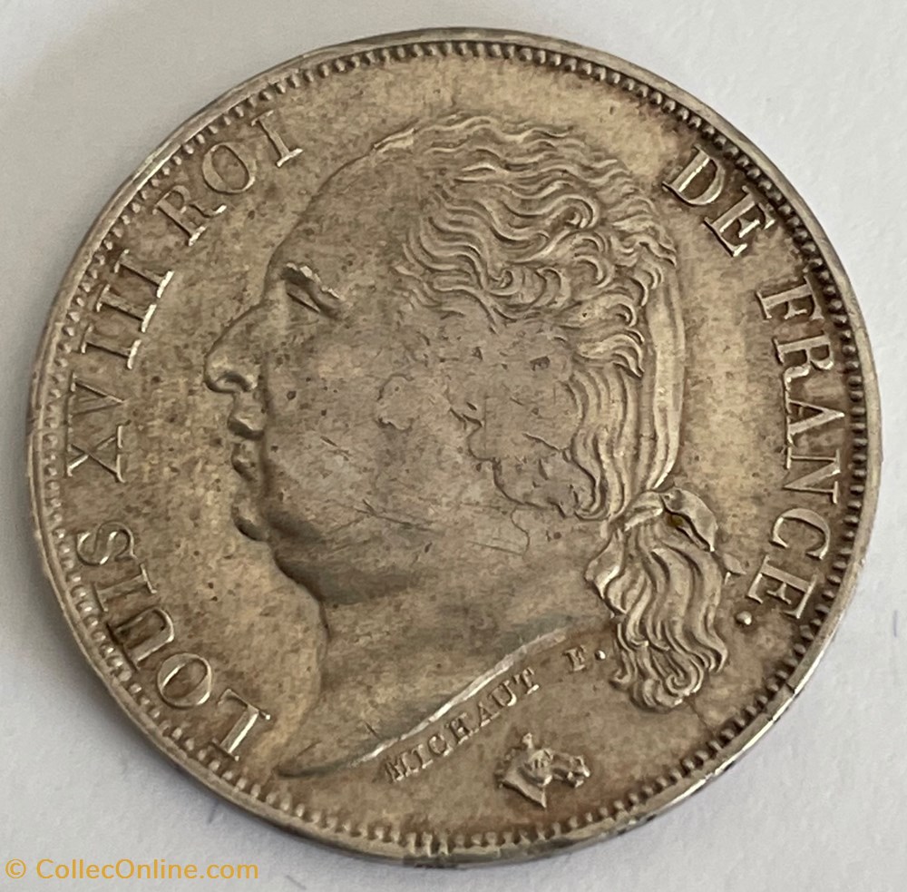 1 franc Louis XVIII 1817 Lille monnaies monde france 1 franc louis xviii 1817 lille