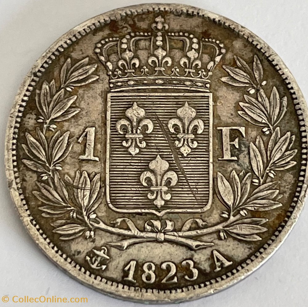 1 franc Louis XVIII 1823 Paris monnaies monde france 1 franc louis xviii 1823 paris