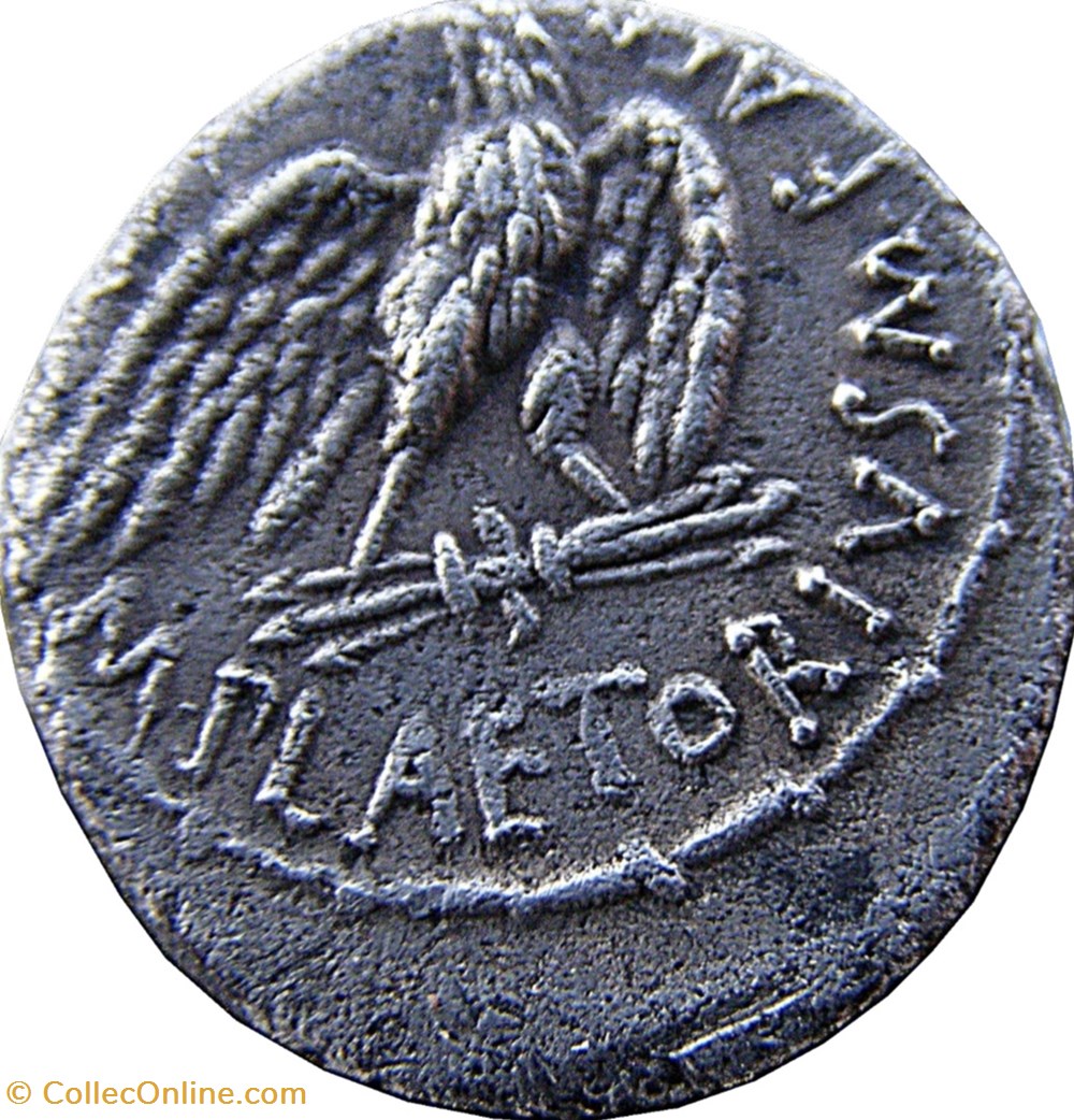 Denier - gens PLAETORIA - Aigle sur un foudre (67 avant J.C) monnaies antiques romaines imperiales republicaines denier gens plaetoria aigle sur un foudre 67 avant j c