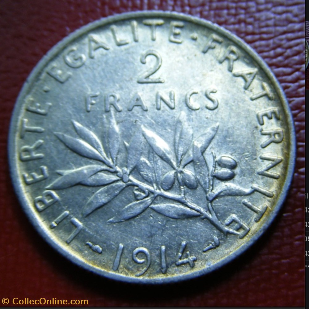 2 francs Semeuse 1914 monnaies monde france 2 francs semeuse 1914