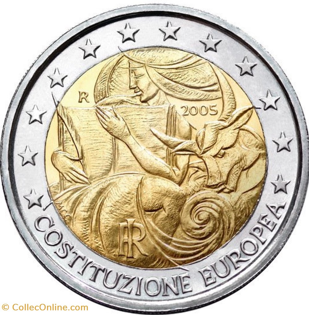 2 Euros 1er anniversaire de la signature de la Constitution européenne 2005 monnaies italie 2 euros 1er anniversaire de la signature de la constitution europeenne 2005