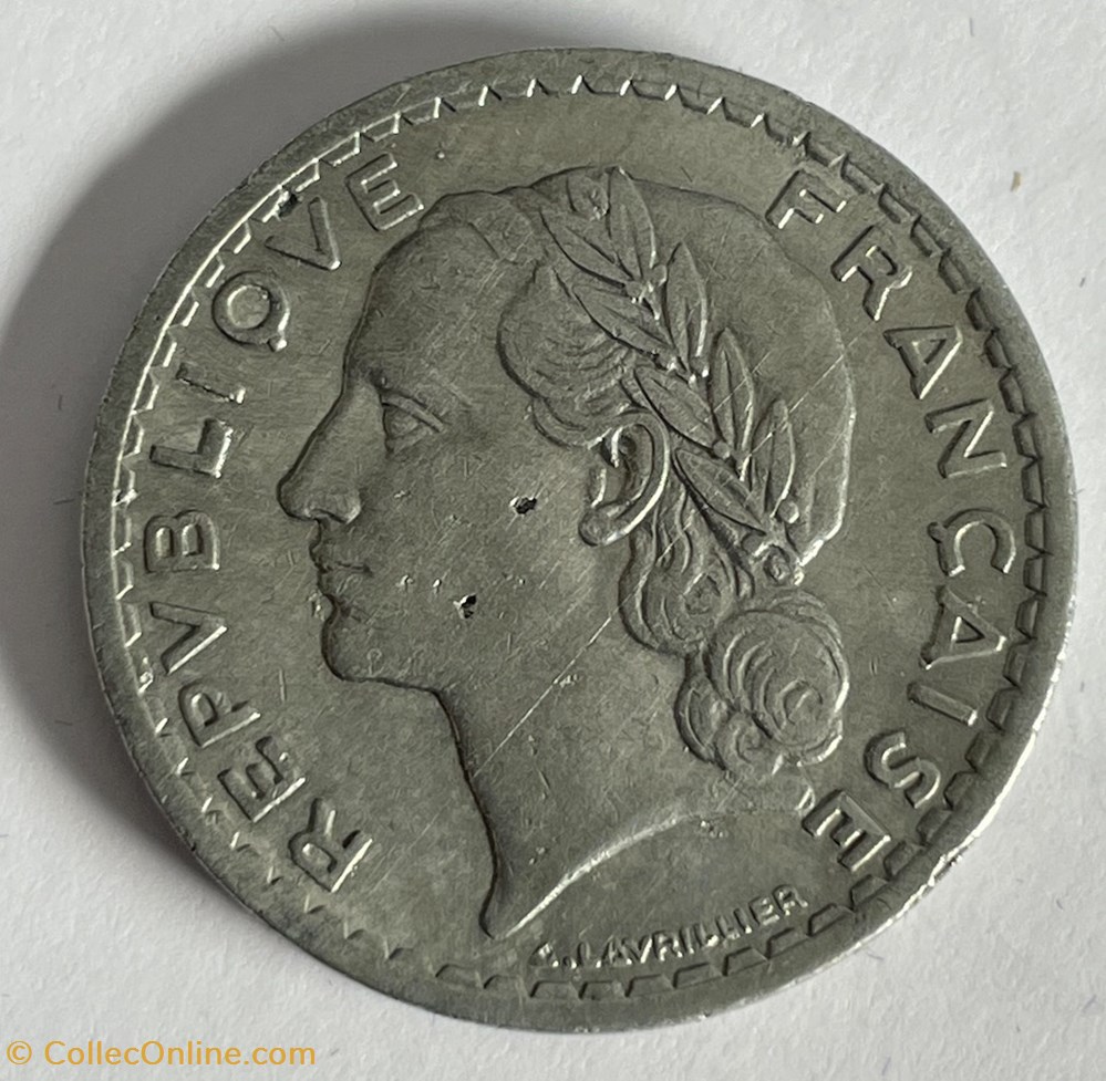 monnaies monde france 5 francs lavrillier 1945 b