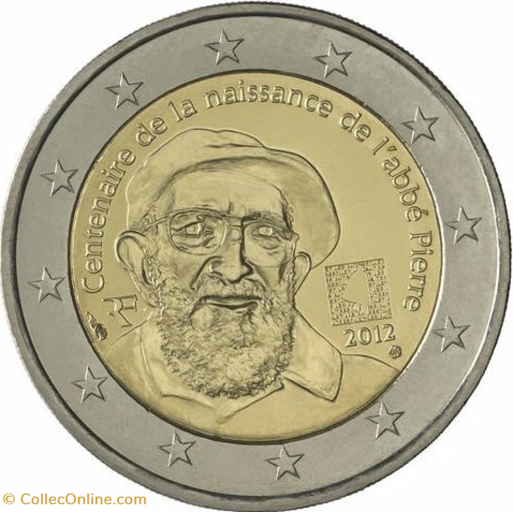 monnaies france 2 euros 100e anniversaire de la naissance du pretre henri groues dit abbe pierre