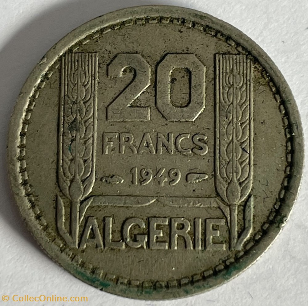 Algérie 20 francs Turin monnaies colonies francaises algerie 20 francs turin