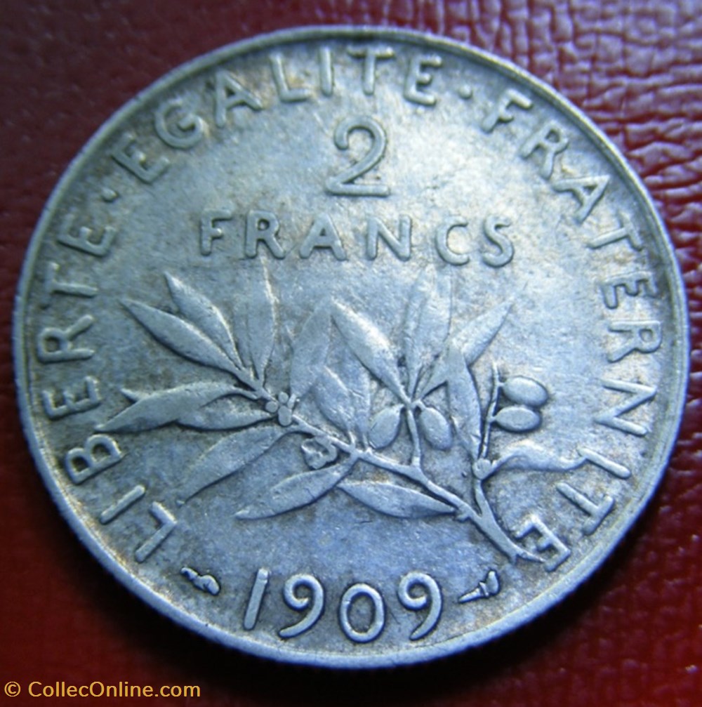 2 francs Semeuse 1909 monnaies monde france 2 francs semeuse 1909