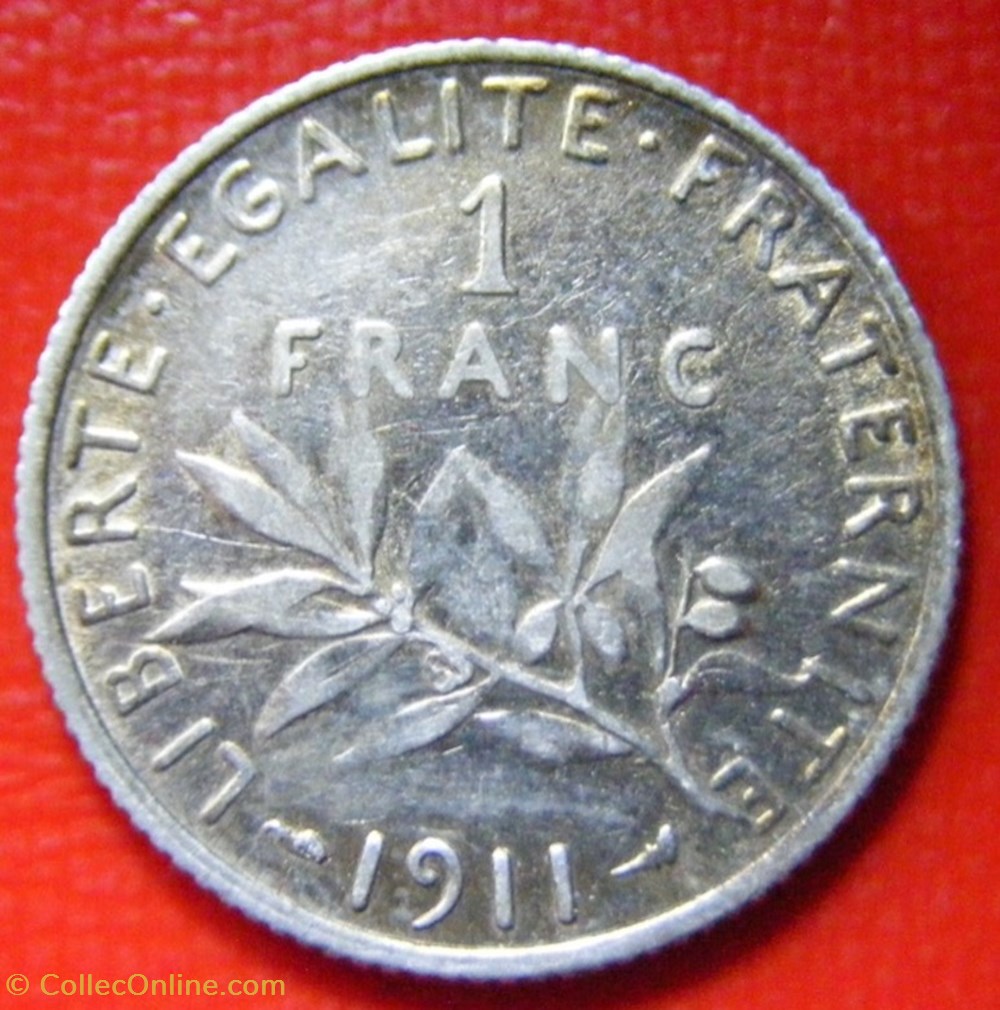 monnaies monde france 1 francs semeuse 1911