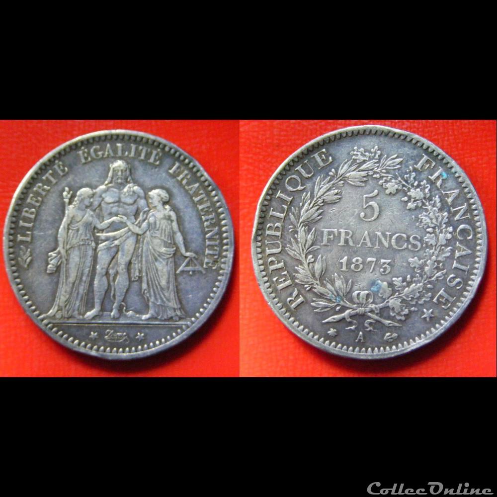 5 francs Hercule 1873 A monnaies monde france 5 francs hercule 1873 a