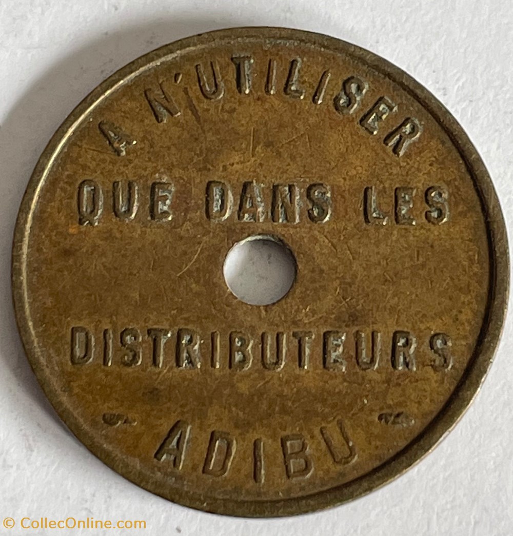 Jeton de Distribution ADIBU S.A monnaies paranumismatique jetons poids jeton de distribution adibu s a