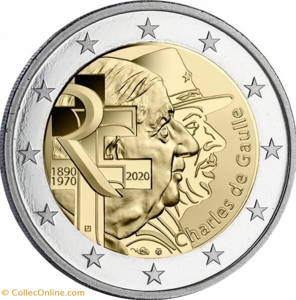 2 Euros Charles de Gaulle monnaies france 2 euros charles de gaulle