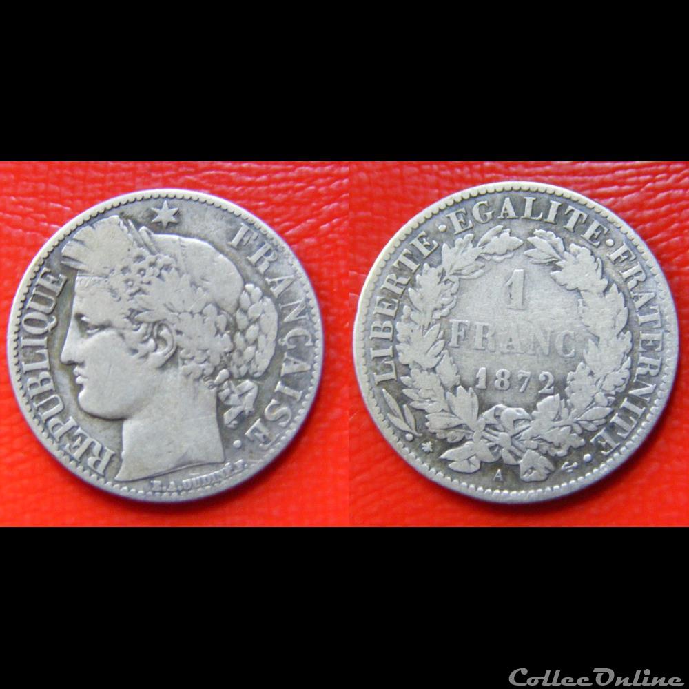 monnaies monde france 1 franc ceres 1872 a petit