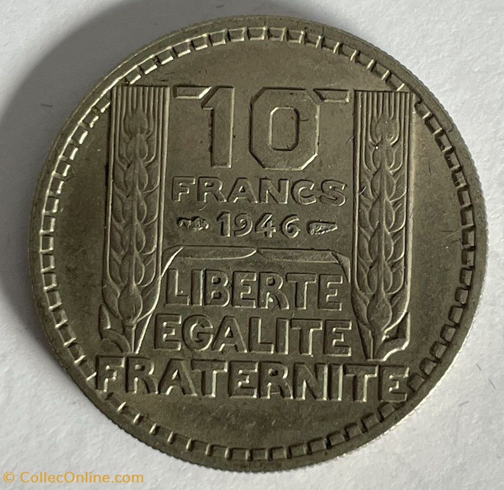 10 francs Turin 1946 Grosse Tête Rameaux Courts monnaies monde france 10 francs turin 1946 grosse tete rameaux courts