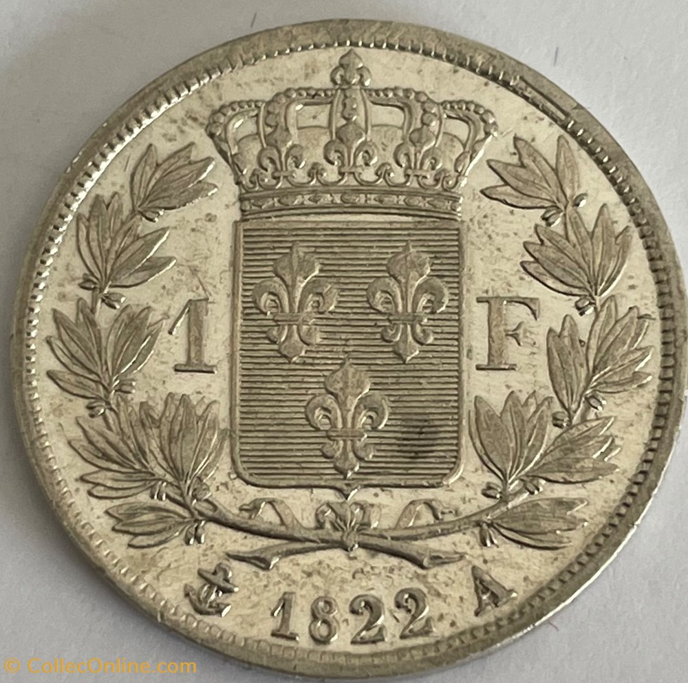 1 franc Louis XVIII 1822 Paris monnaies monde france 1 franc louis xviii 1822 paris