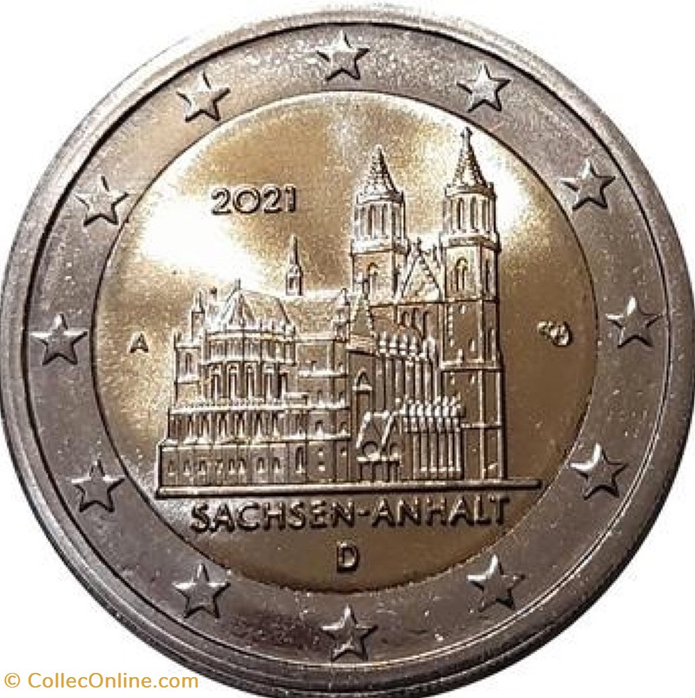 2 Euros Présidence de la Saxe-Anhalt au Bundesrat 2021 G Karlsruhe monnaies allemagne 2 euros presidence de la saxe anhalt au bundesrat 2021 g karlsruhe
