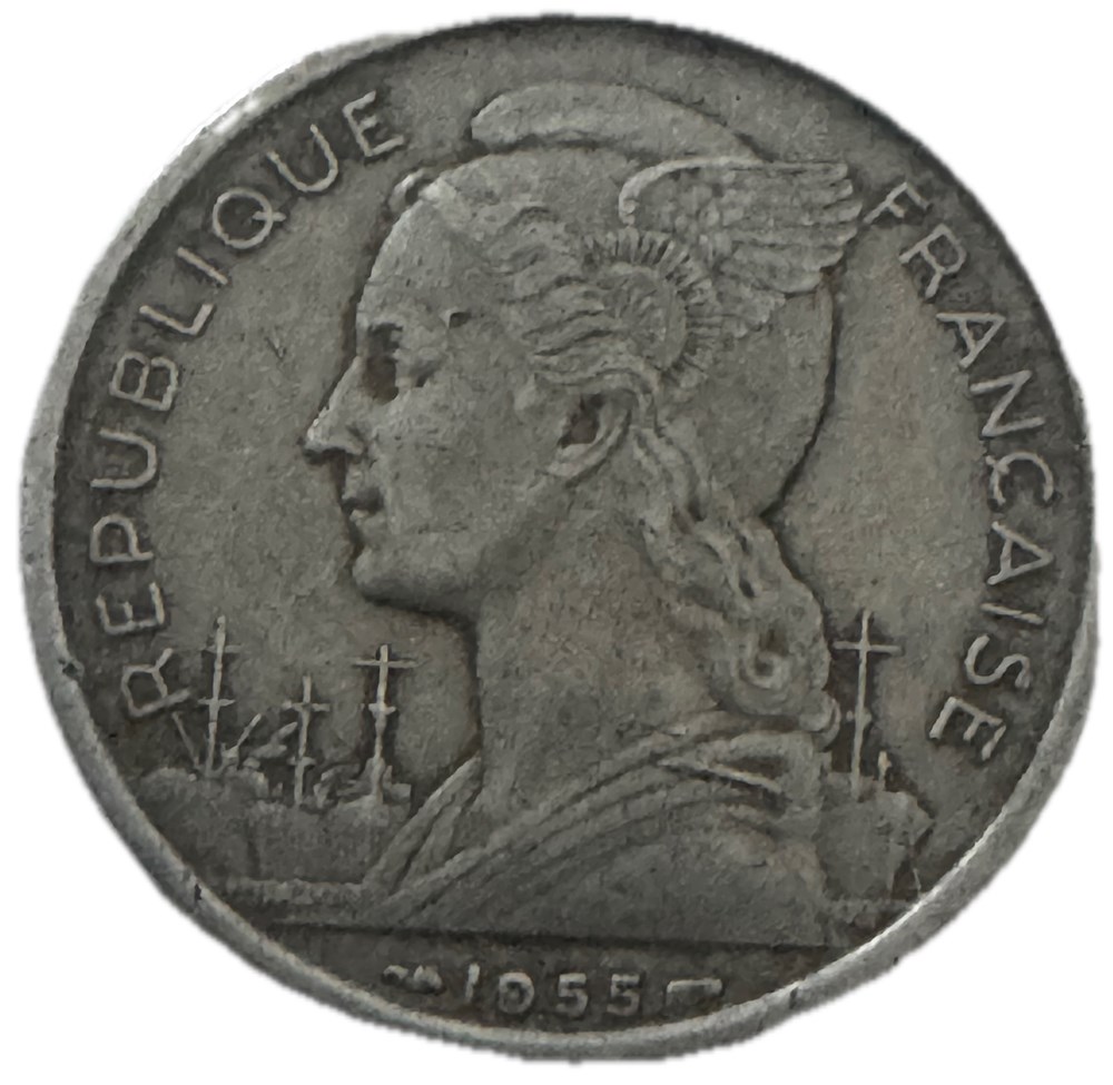 La Réunion 5 francs 1955 monnaies colonies francaises la reunion 5 francs 1955