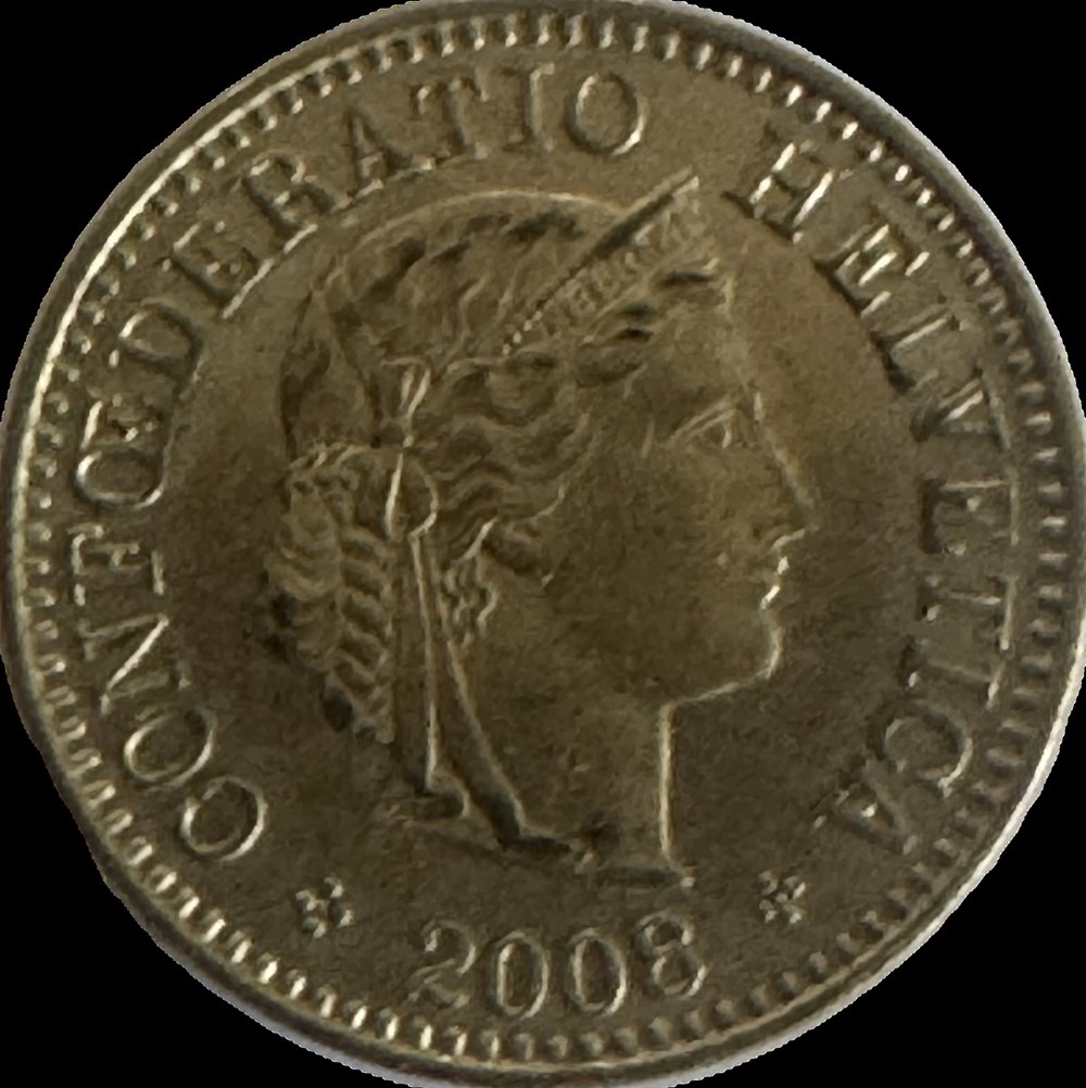 Suisse 5 centimes Tête de Libertas 2008 B monnaies monde suisse 5 centimes tete de libertas 2008 b