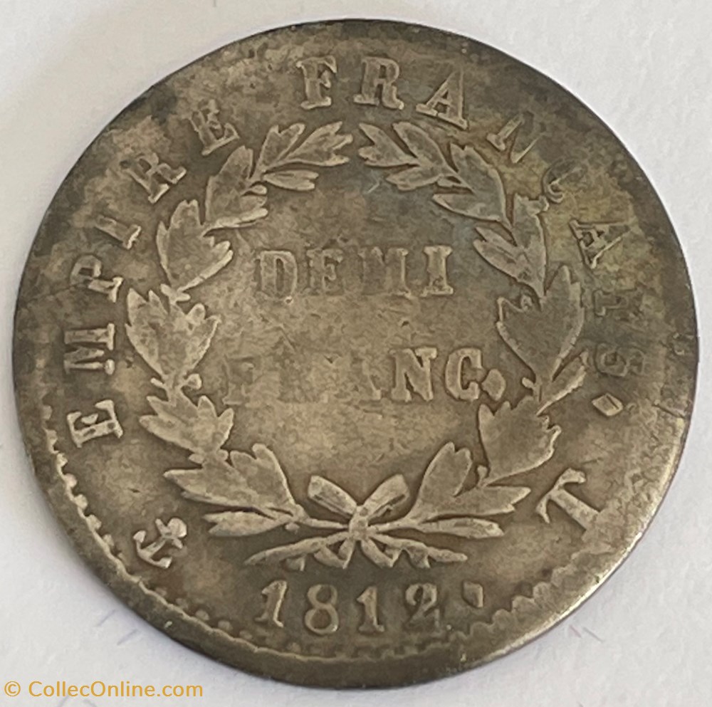 monnaies monde france demi franc napoleon ier tete lauree 1812 nantes empire francais