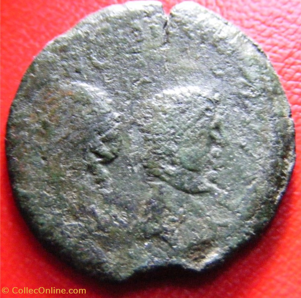 Dupondius - LYON - JULES CÉSAR ET OCTAVE - COPIA monnaies antiques romaines imperiales republicaines dupondius lyon jules cesar et octave copia