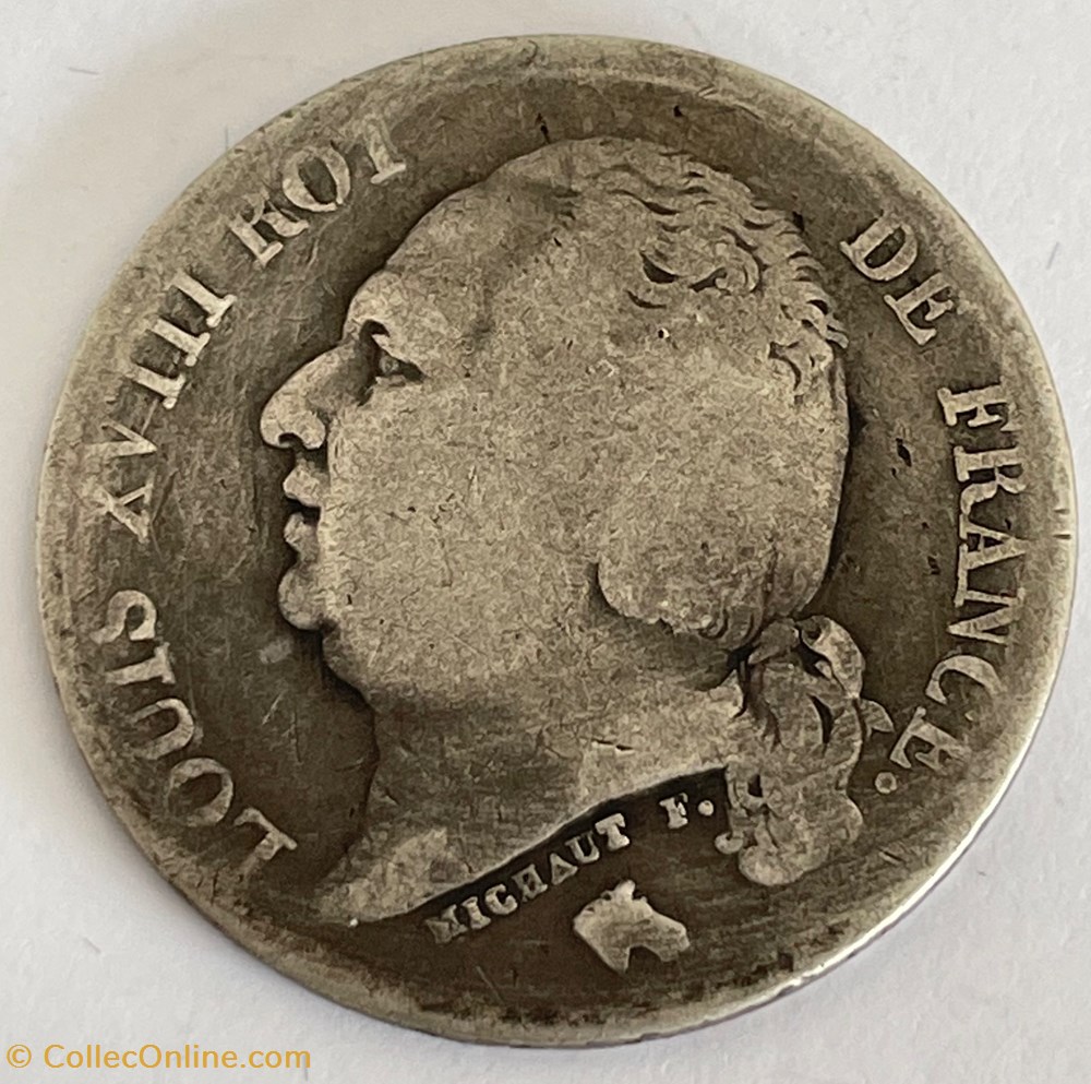 monnaies monde france 1 franc louis xviii 1823 lille