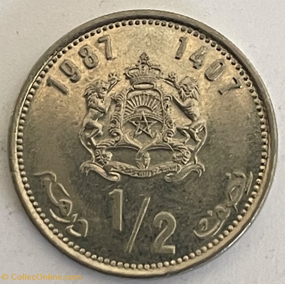 Maroc - ½ dirham Hassan II 3e effigie 1987 monnaies monde maroc dirham hassan ii 3e effigie 1987