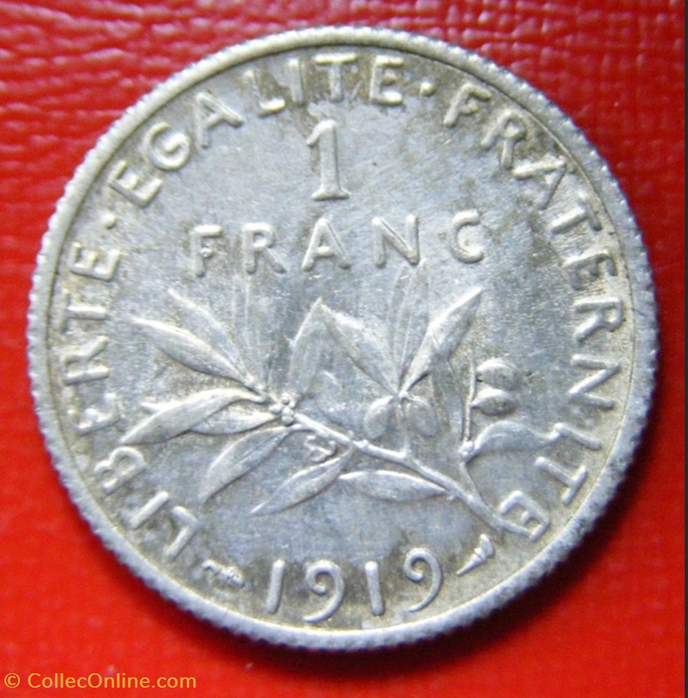 monnaies monde france 1 francs semeuse 1919