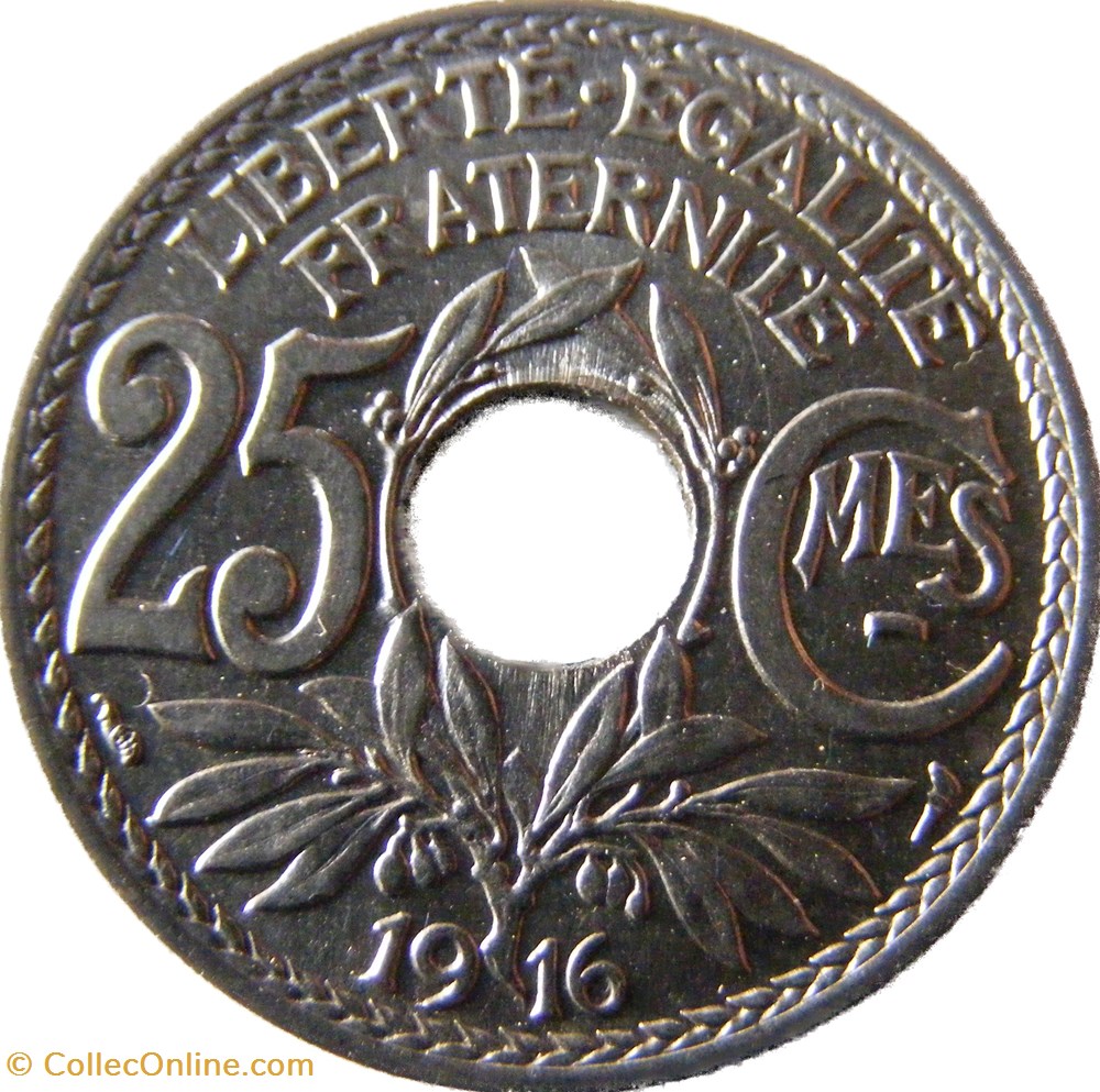 25 centimes Lindauer, Cmes souligné 1916 monnaies monde france 25 centimes lindauer cmes souligne 1916