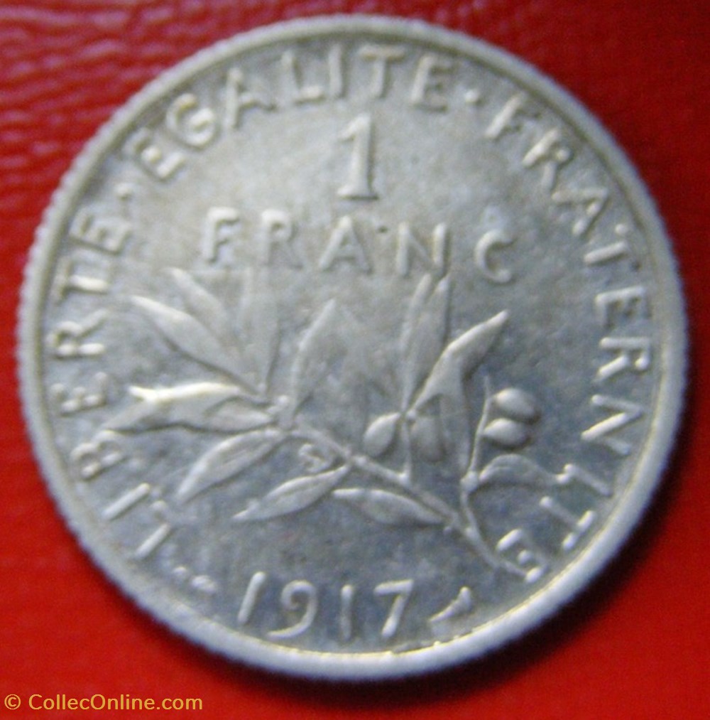 1 francs Semeuse 1917 monnaies monde france 1 francs semeuse 1917