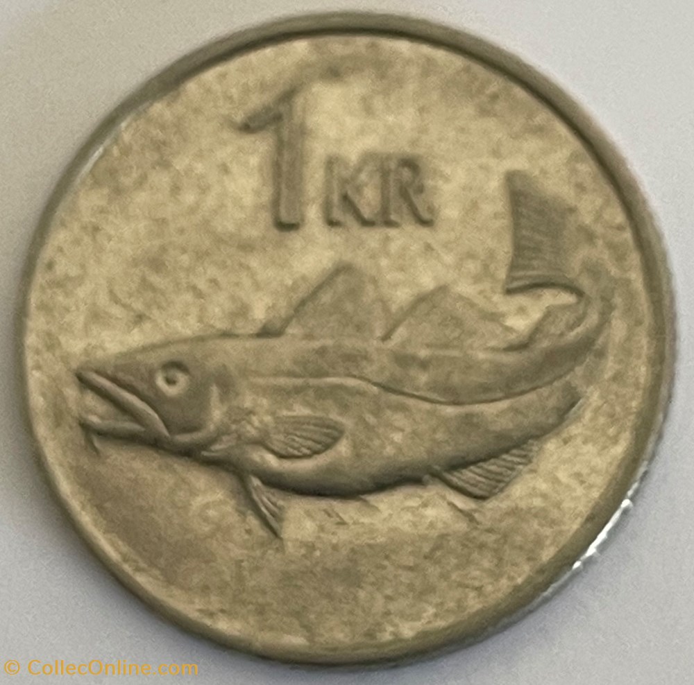 Islande -1 króna Magnétique 1989 monnaies monde islande 1 krona magnetique 1989