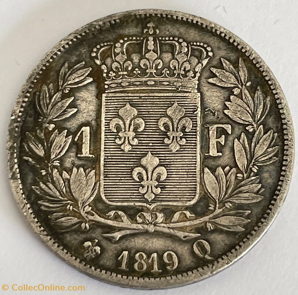 1 franc Louis XVIII 1819 Perpignan monnaies monde france 1 franc louis xviii 1819 perpignan