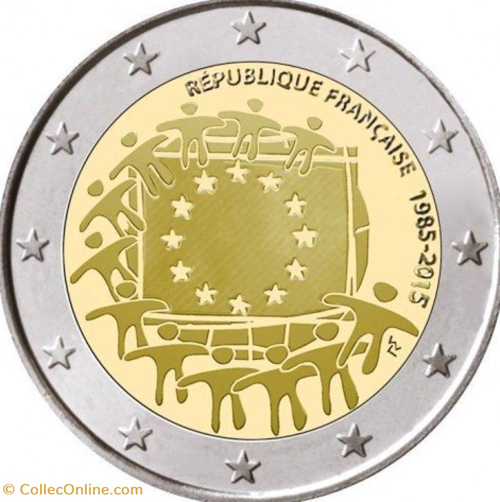 2 Euros 30e anniversaire du drapeau européen monnaies france 2 euros 30e anniversaire du drapeau europeen