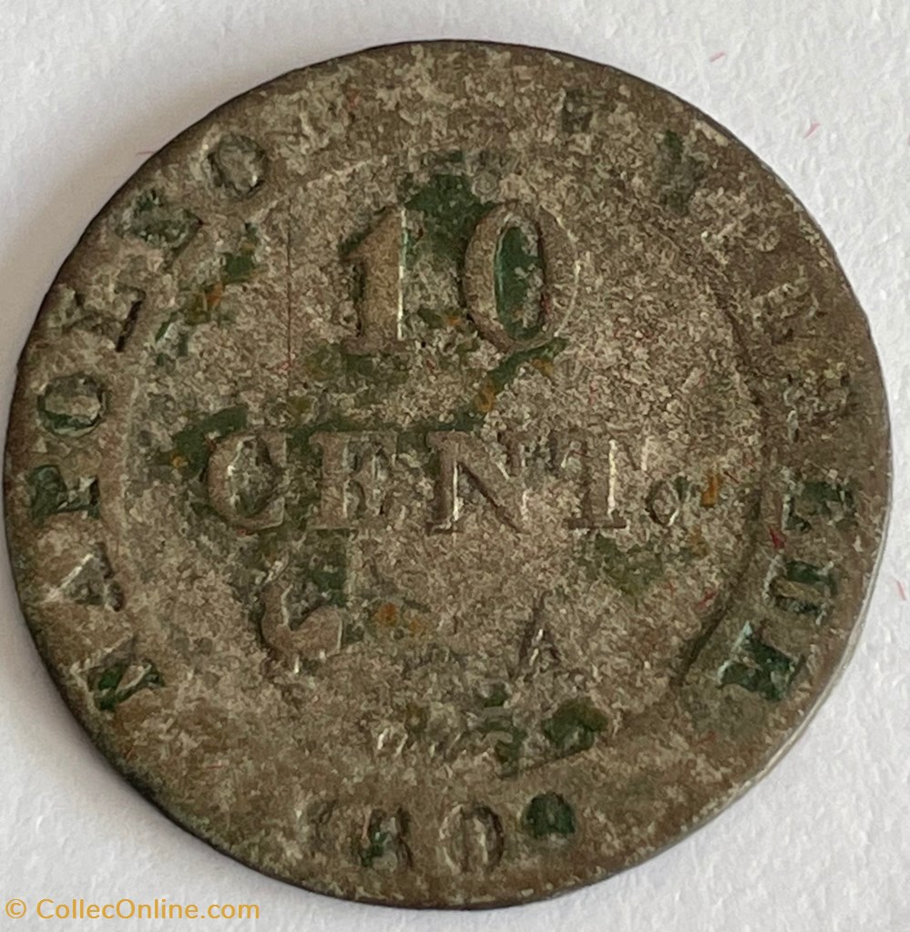 10 cent Napoléon Au N couronné en billon 1809 Paris monnaies monde france 10 cent napoleon au n couronne en billon 1809 paris