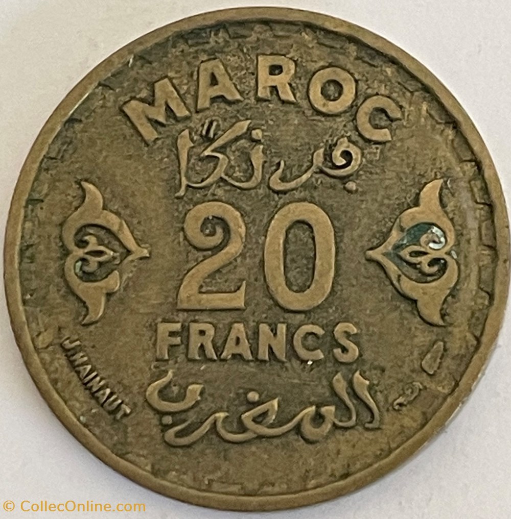 monnaies monde maroc 20 francs mohammed v 1952
