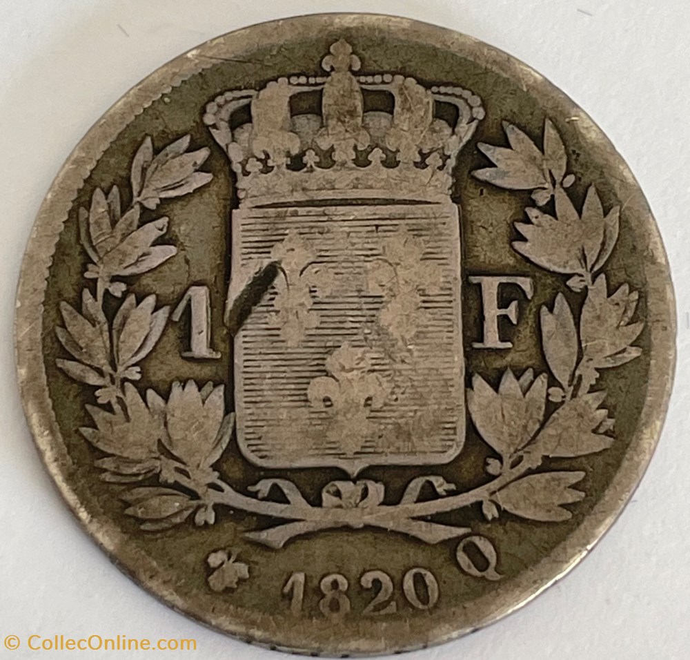 1 franc Louis XVIII 1820 Perpignan monnaies monde france 1 franc louis xviii 1820 perpignan