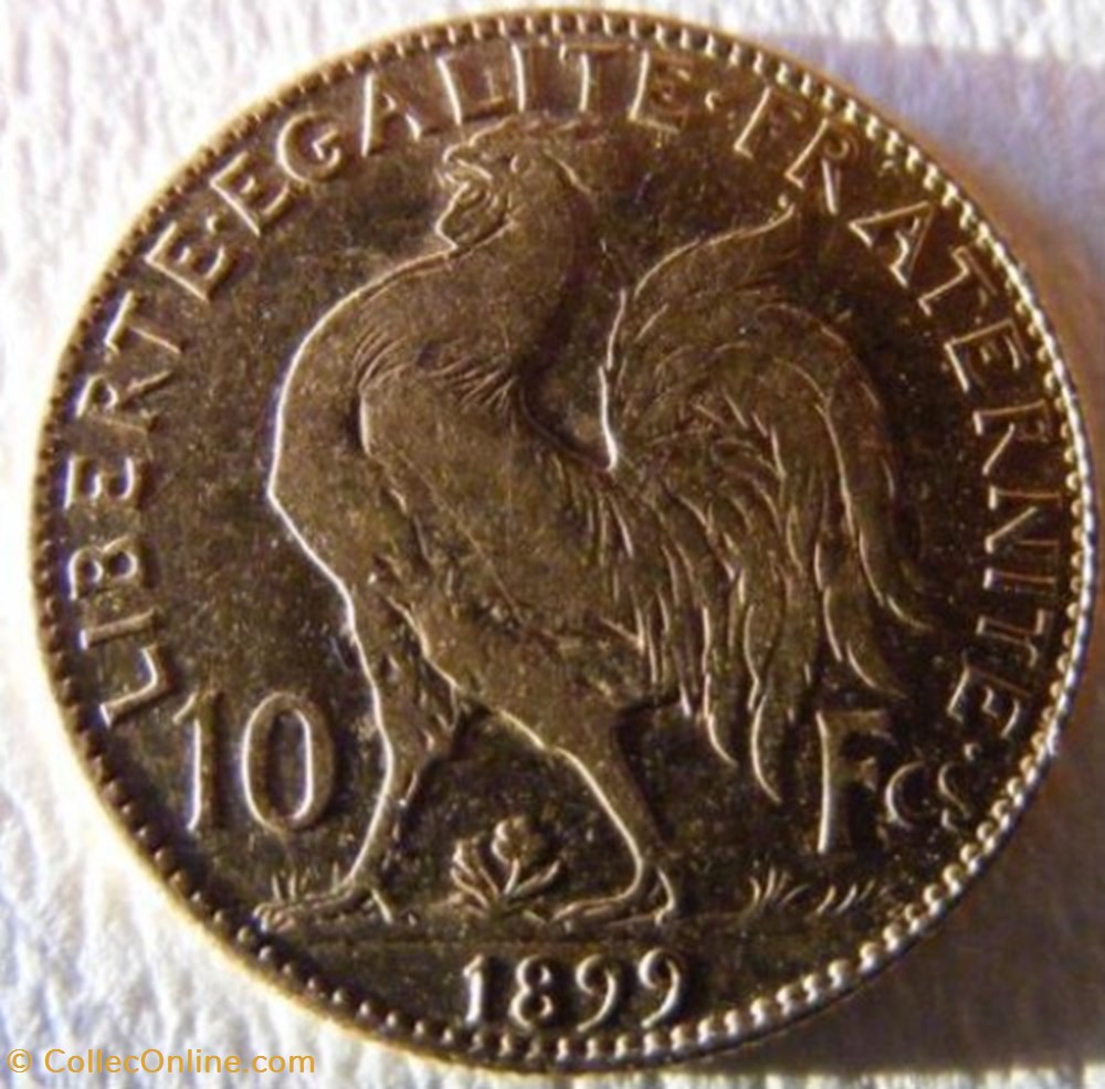 10 francs or Coq 1899 Paris monnaies monde france 10 francs or coq 1899 paris