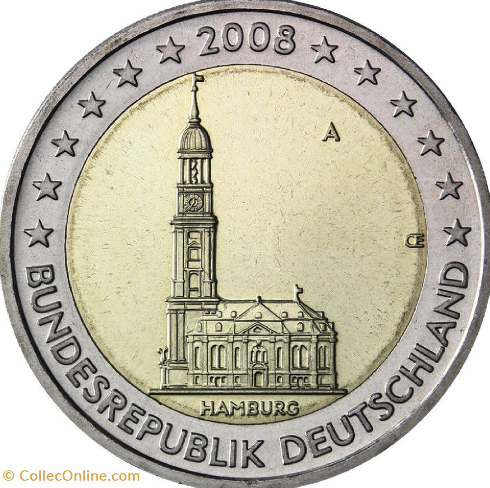 2 Euros Présidence de Hambourg au Bundesrat 2008 F Stuttgart monnaies allemagne 2 euros presidence de hambourg au bundesrat 2008 f stuttgart