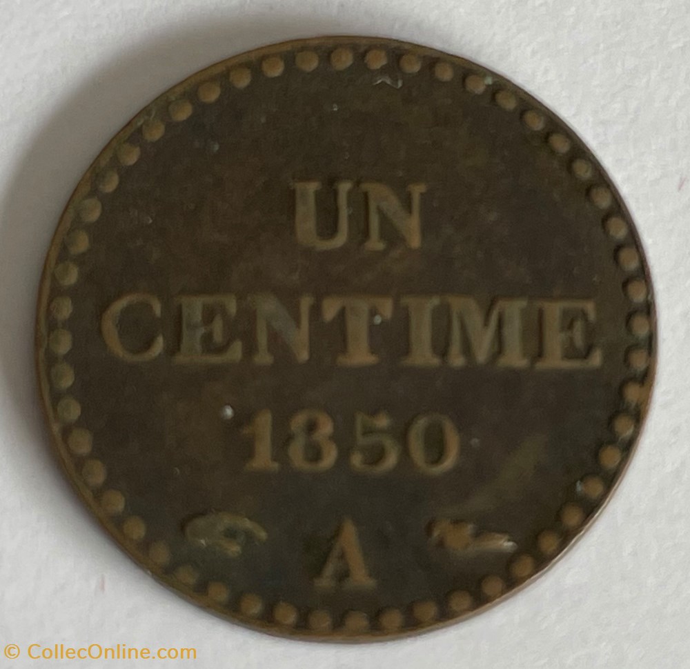 monnaies monde france 1 centime dupre 1850 paris