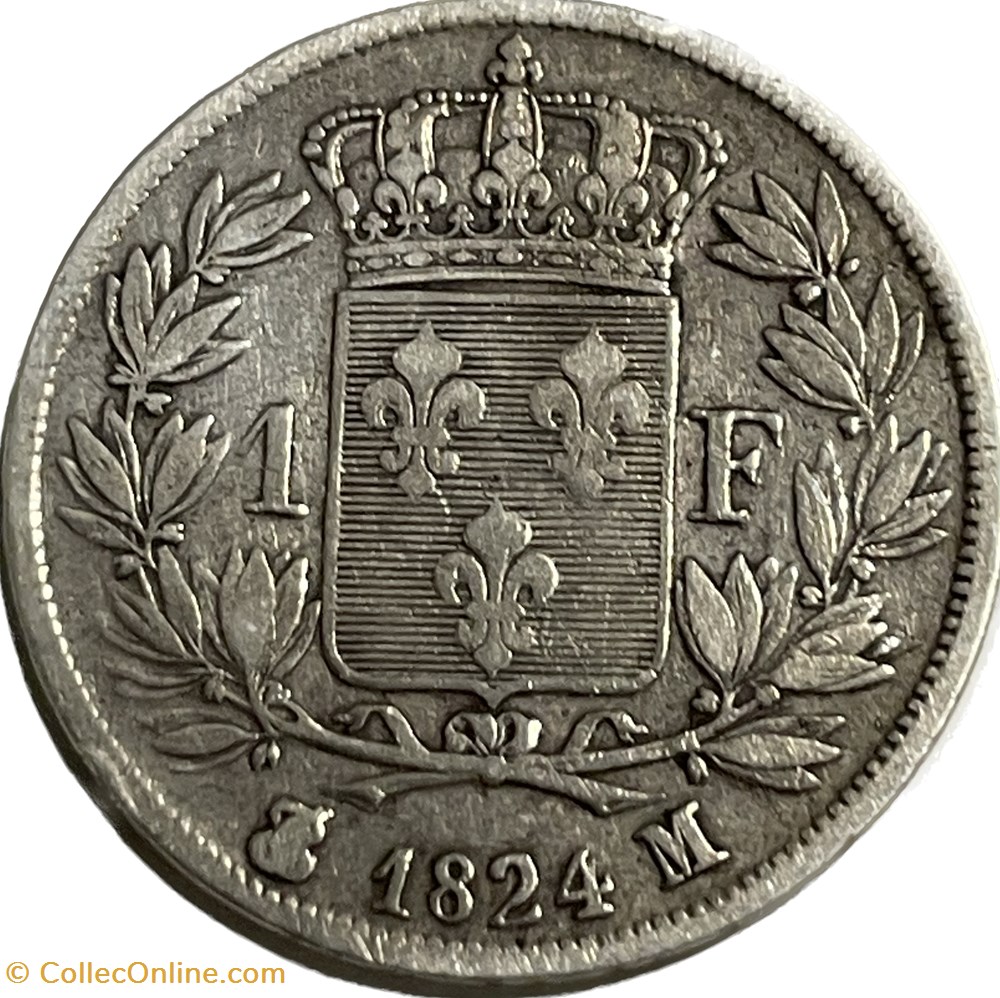 1 franc Louis XVIII 1824 Toulouse monnaies monde france 1 franc louis xviii 1824 toulouse
