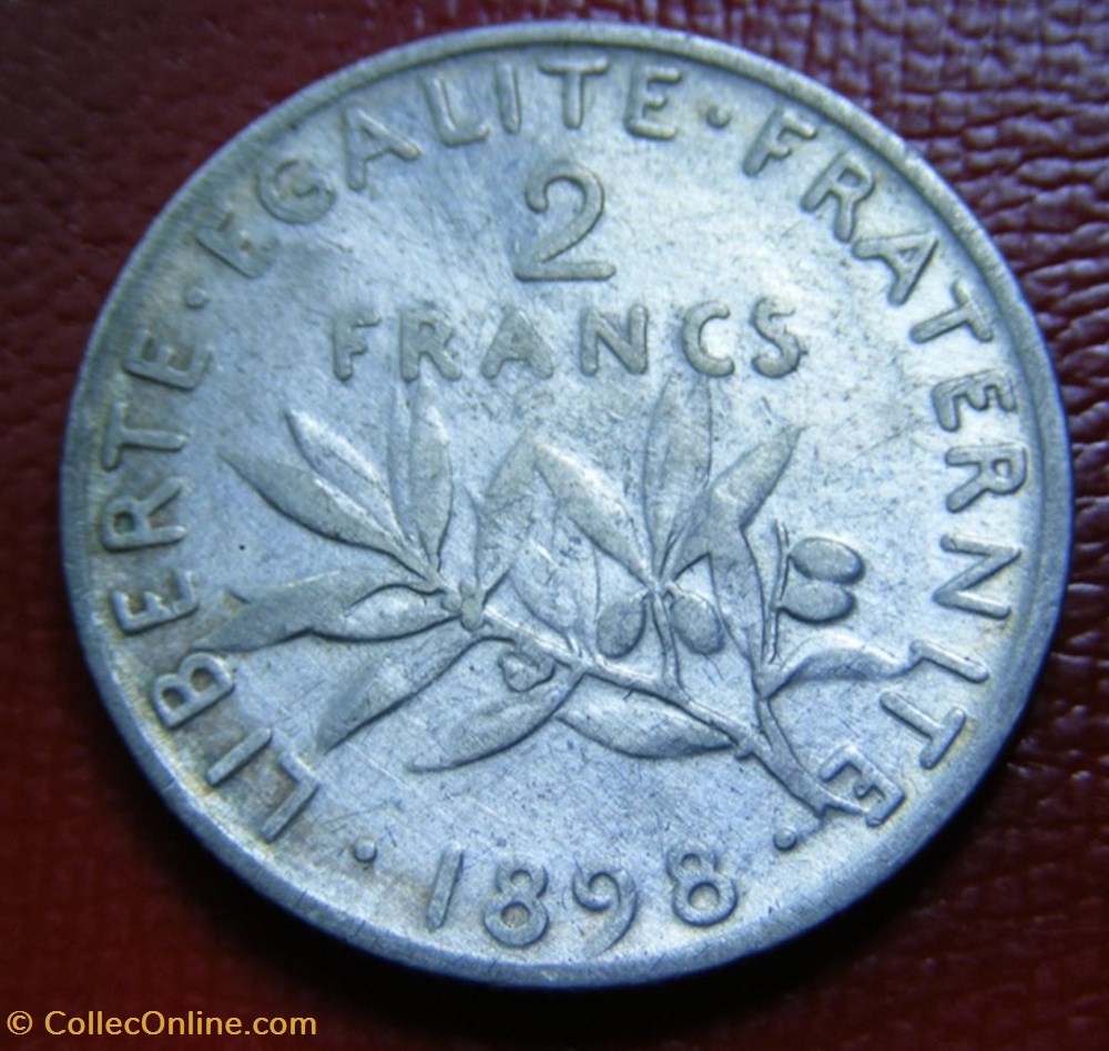 2 francs Semeuse 1898 monnaies monde france 2 francs semeuse 1898
