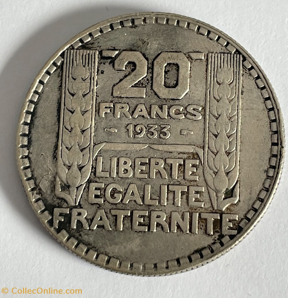 20 francs Turin 1933 Rameaux court monnaies monde france 20 francs turin 1933 rameaux court