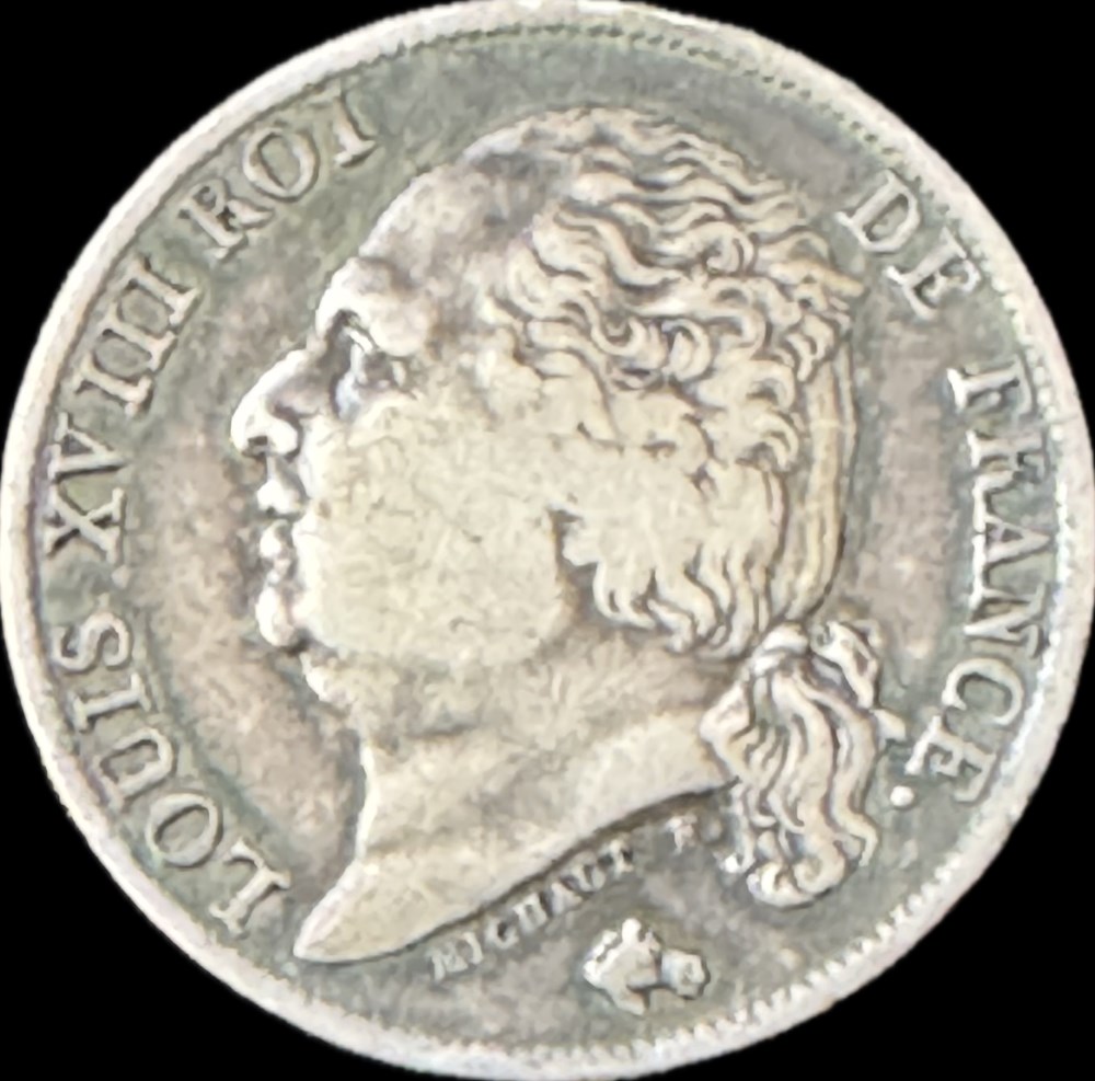 1 franc Louis XVIII 1822 Rouen monnaies monde france 1 franc louis xviii 1822 rouen