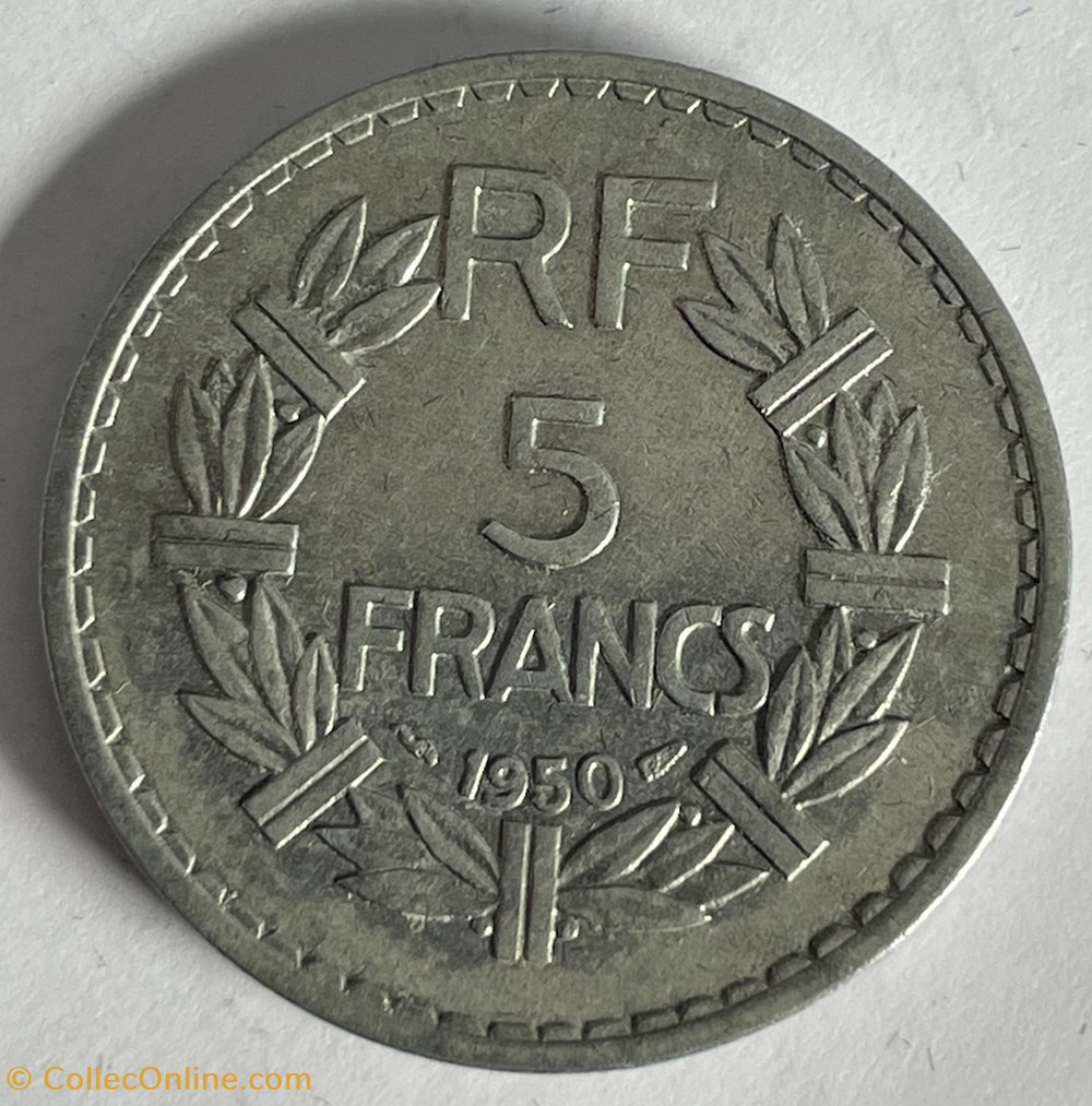 5 francs Lavrillier 1950 monnaies monde france 5 francs lavrillier 1950
