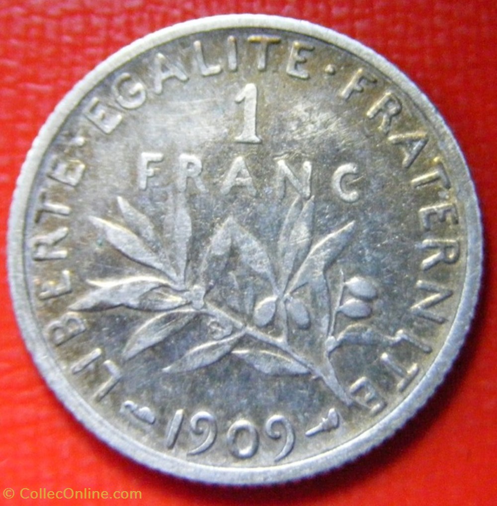 monnaies monde france 1 francs semeuse 1909