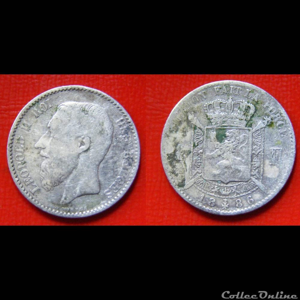 BELGIQUE 1 Franc Léopold II légende française signature L WIENER 1886 monnaie monde belgique 1 franc leopold ii legende francaise signature l wiener 1886