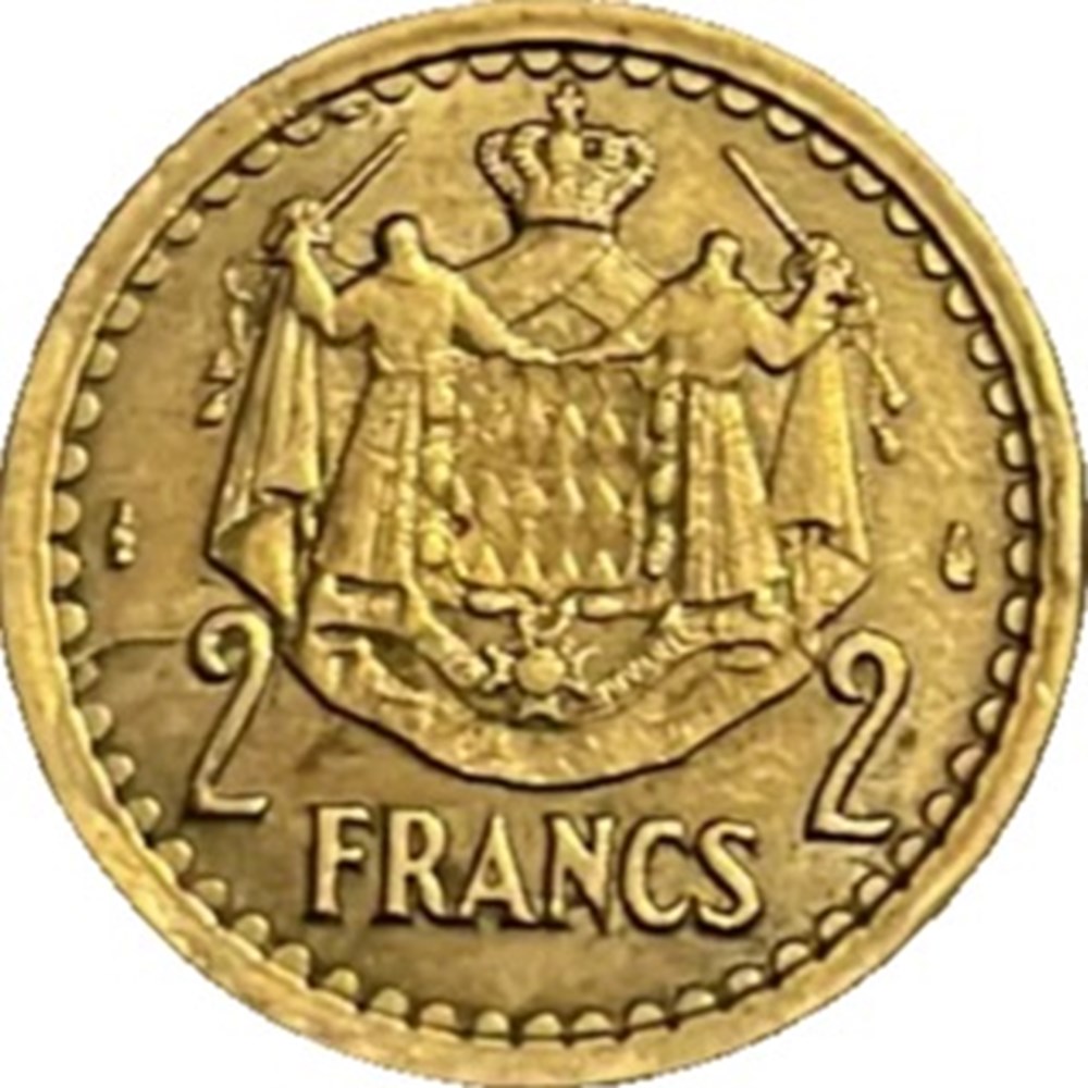 Monaco 2 francs - Louis II bronze-aluminium1945 monnaies monde monaco 2 francs louis ii bronze aluminium1945