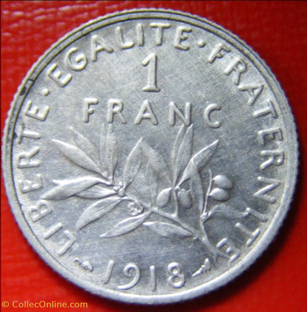monnaies monde france 1 francs semeuse 1918