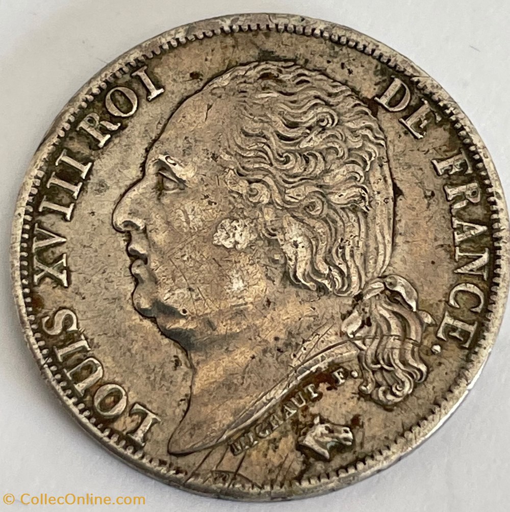 1 franc Louis XVIII 1823 Paris monnaies monde france 1 franc louis xviii 1823 paris