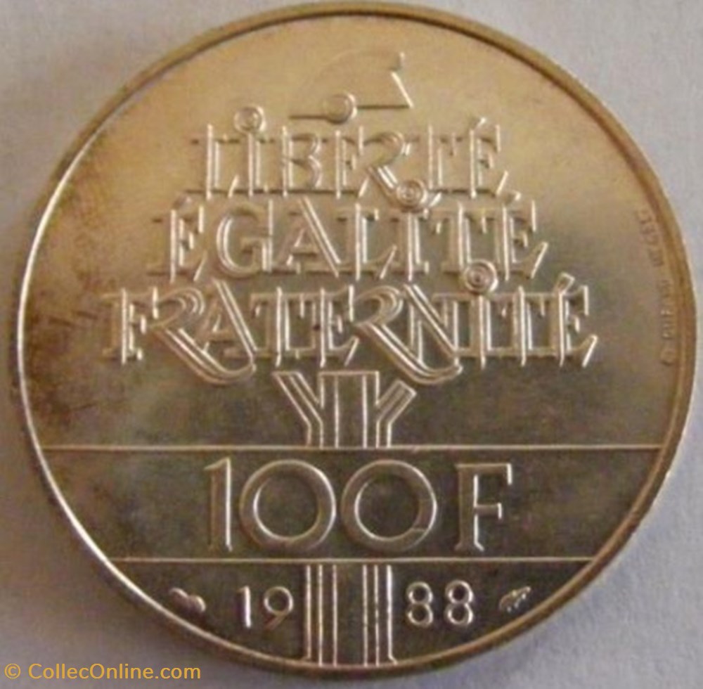 monnaies monde france 100 francs fraternite 1988