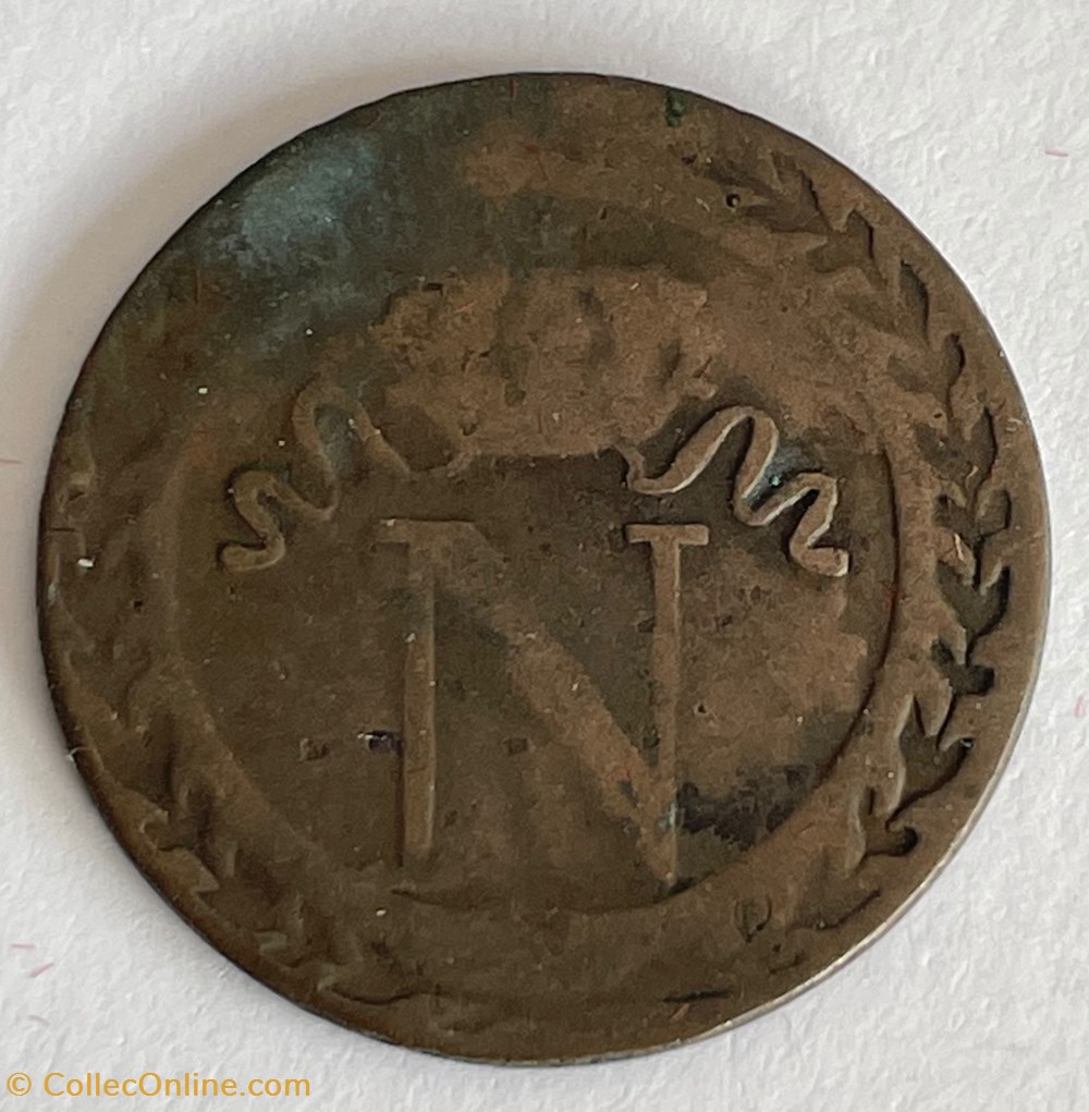 10 cent Napoléon Au N couronné en billon 1808 Strasbourg monnaies monde france 10 cent napoleon au n couronne en billon 1808 strasbourg
