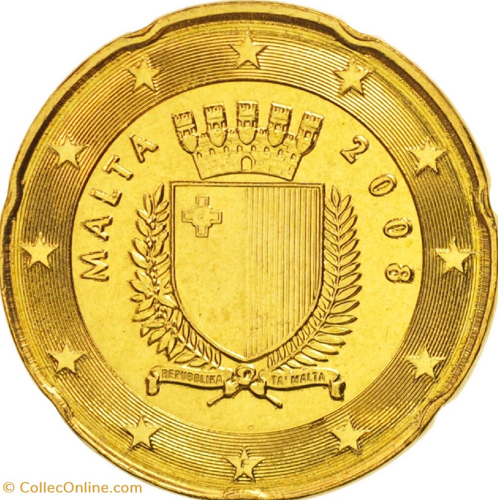 monnaies euros a malte 20 cents euro 2008