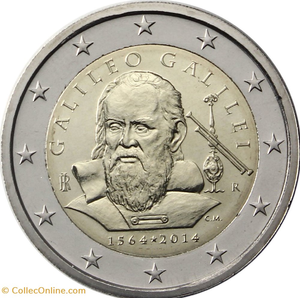 2 Euros 450e anniversaire de la naissance du savant italien Galilée 2014 monnaies 2 euros 450e anniversaire de la naissance du savant italien galilee 2014