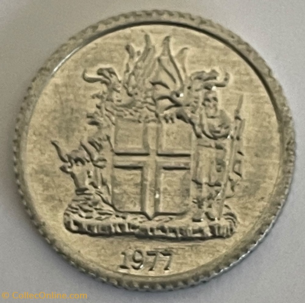Islande -1 króna 1977 monnaies monde islande 1 krona 1977